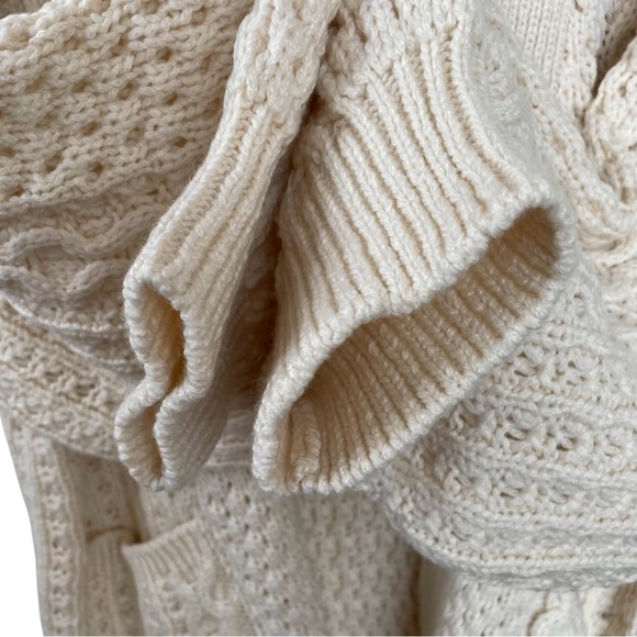 Aritzia Wilfred Free Merino Wool Chunky Knit Open Long Cardigan Sweater Cream XL - Picture 5 of 7